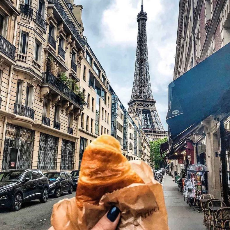 Taste freshly baked butter croissant in Paris