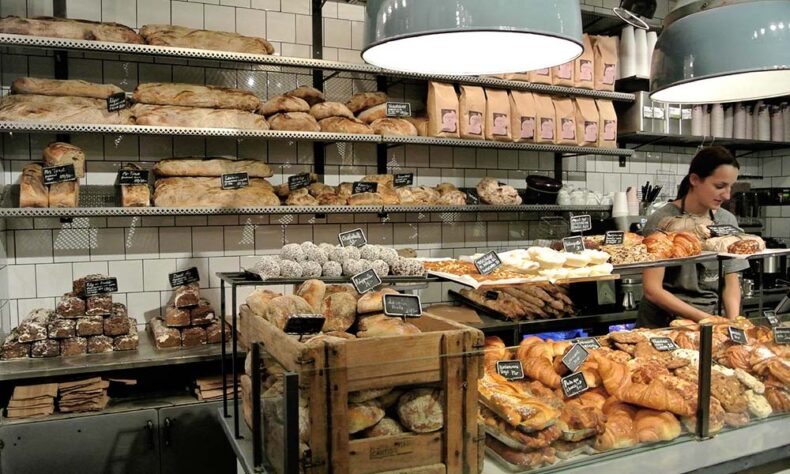 Huge sourdough loaves of various kinds, shapes and flavours at the Fabrique bakery