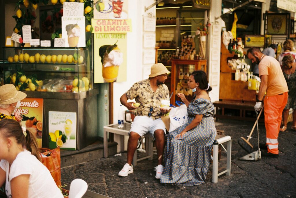 People on the street in Almafi