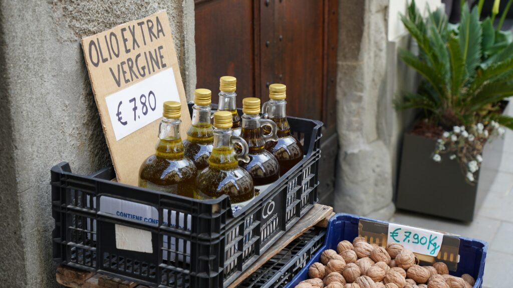 Olive oil in a shop in Italy