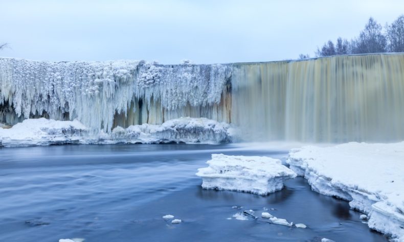 Estonia waterfall in winter