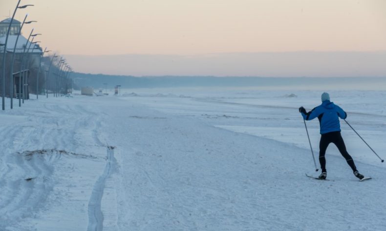 Skiing along the sea in Estonia