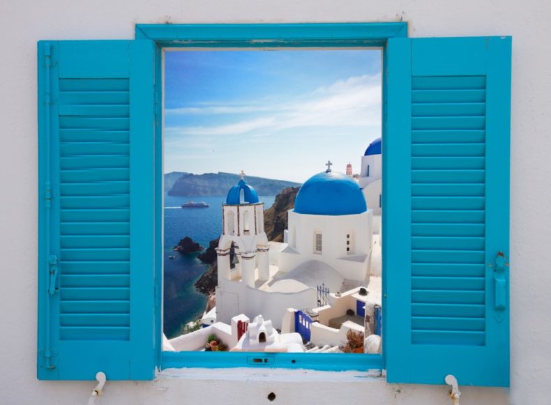 Santorini light blue windows