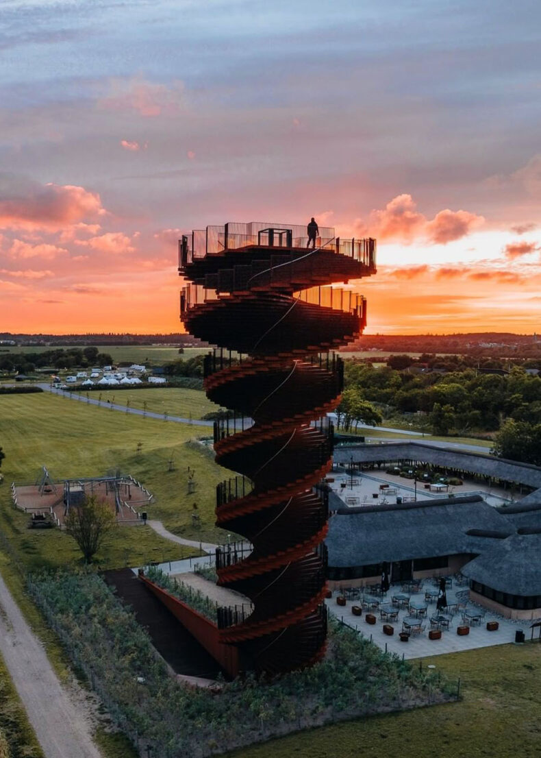 Climb onto the Marsh Tower, a 25-metre-high spiral lookout in southern Jutland
