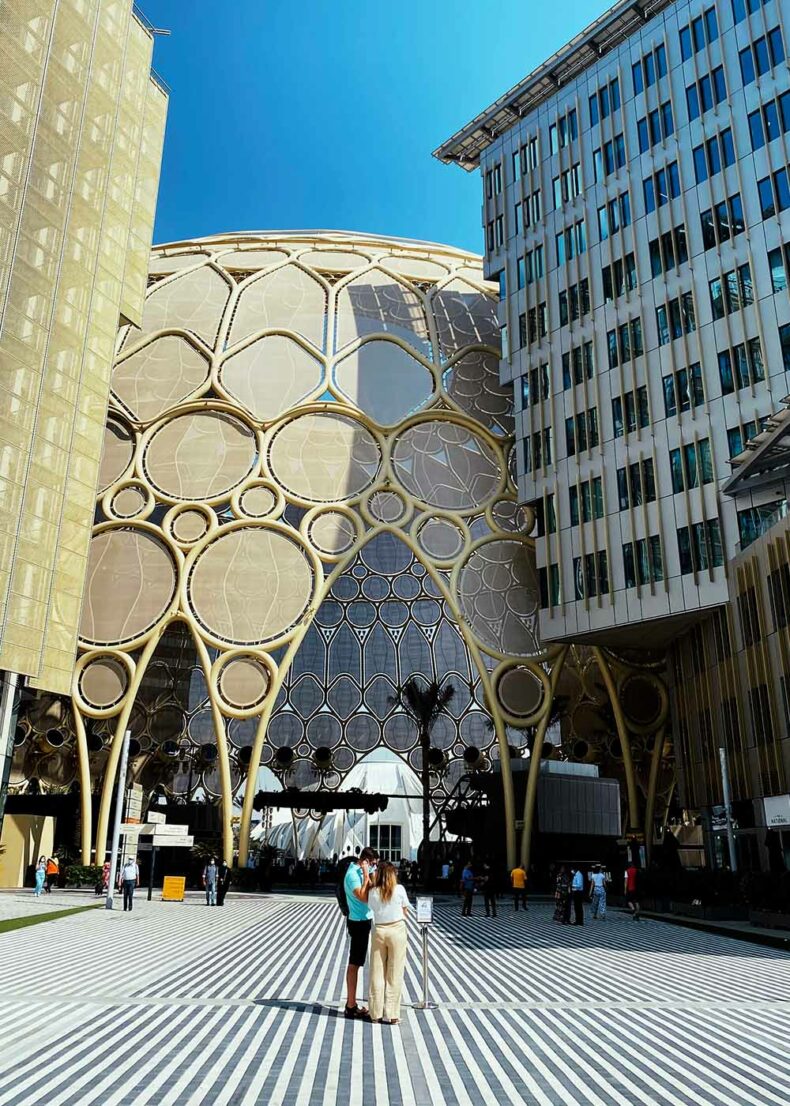 The entrance of Expo city Dubai of the year 2020