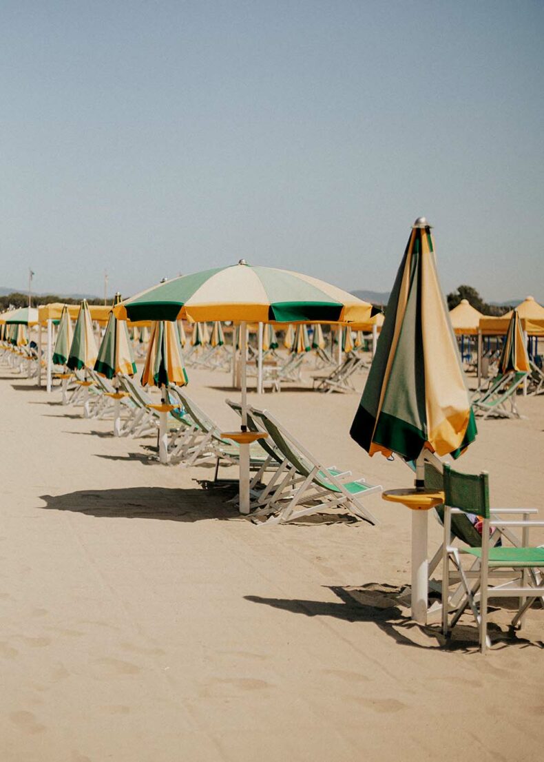 Viareggio's coastline is divided by beach zones from different hotels