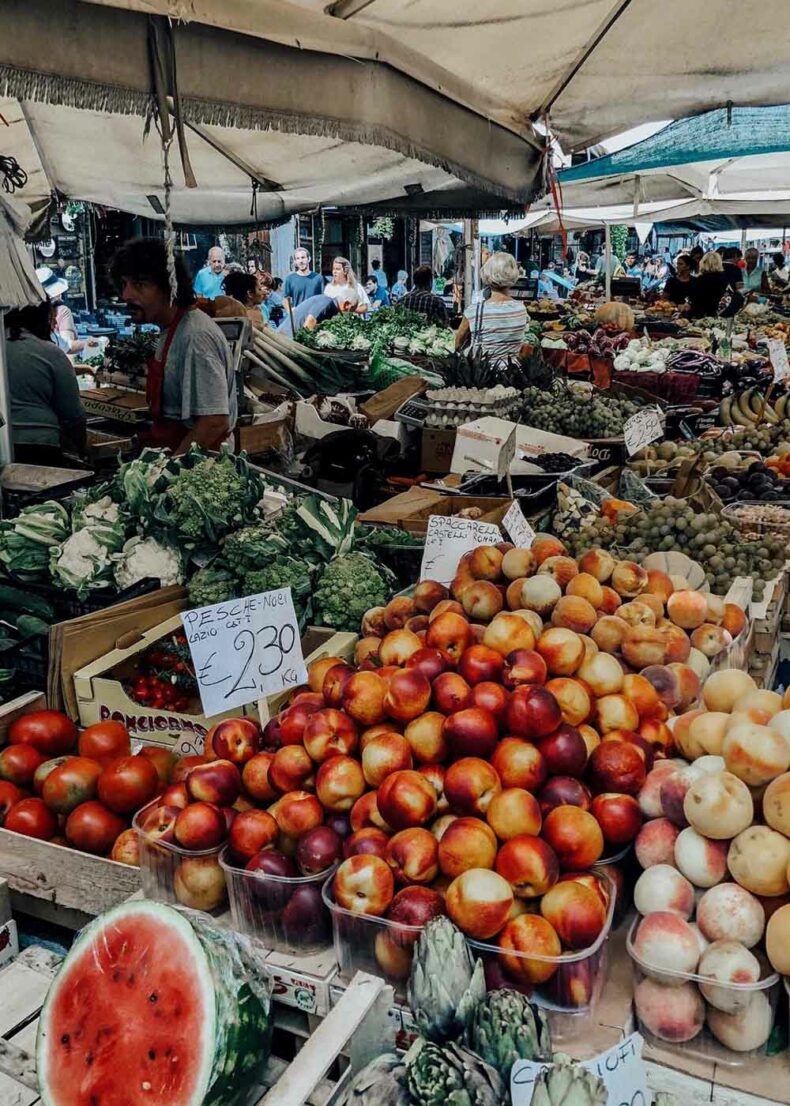 Visit the Campo de’ Fiori Market for local delicacies