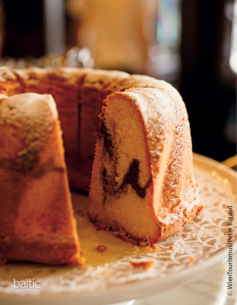 The photo of the marble pound cake