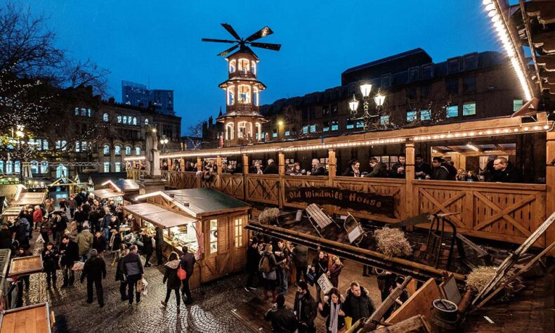 In Christmas time visit Piccadilly Gardens in Manchester