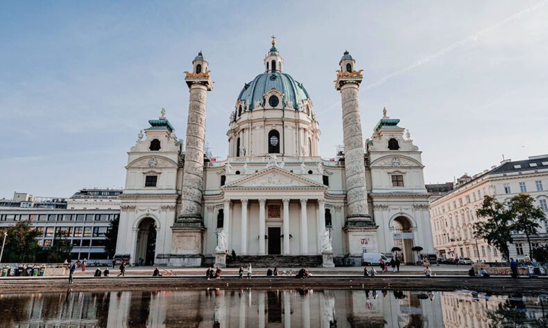 The Baroque-era Karlskirche, also know as Church of St. Charles