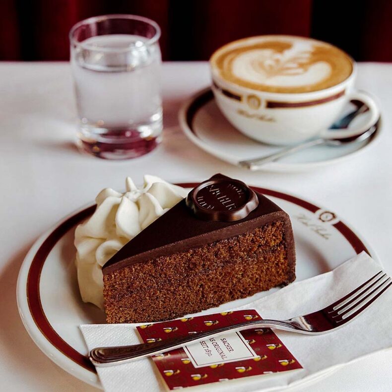 In Vienna must try is Sachertorte - a traditional chocolate cake