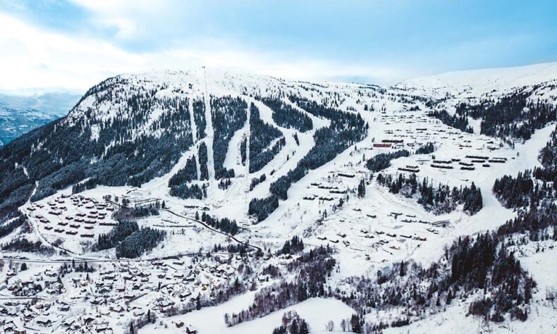 The view of the Voss ski resort in Norway