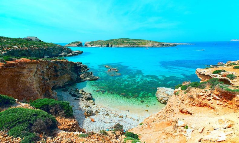 Comino - Blue Lagoon from bay in Gozo