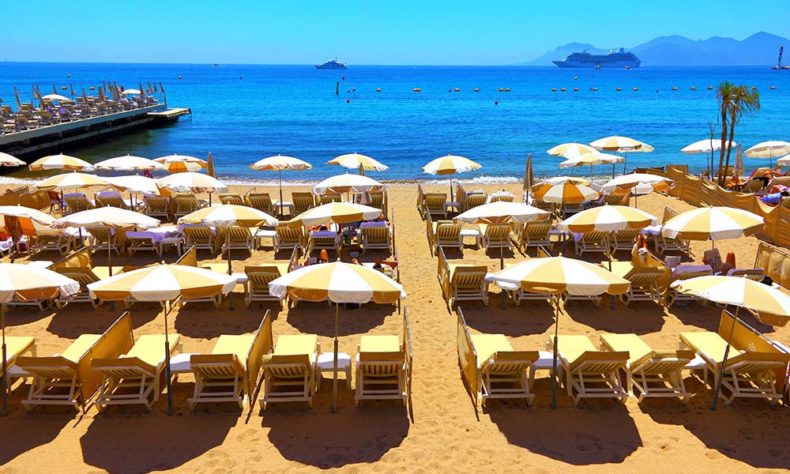 Pretty beach - Cannes - world-famous film festival - west of Nice - French Riviera_