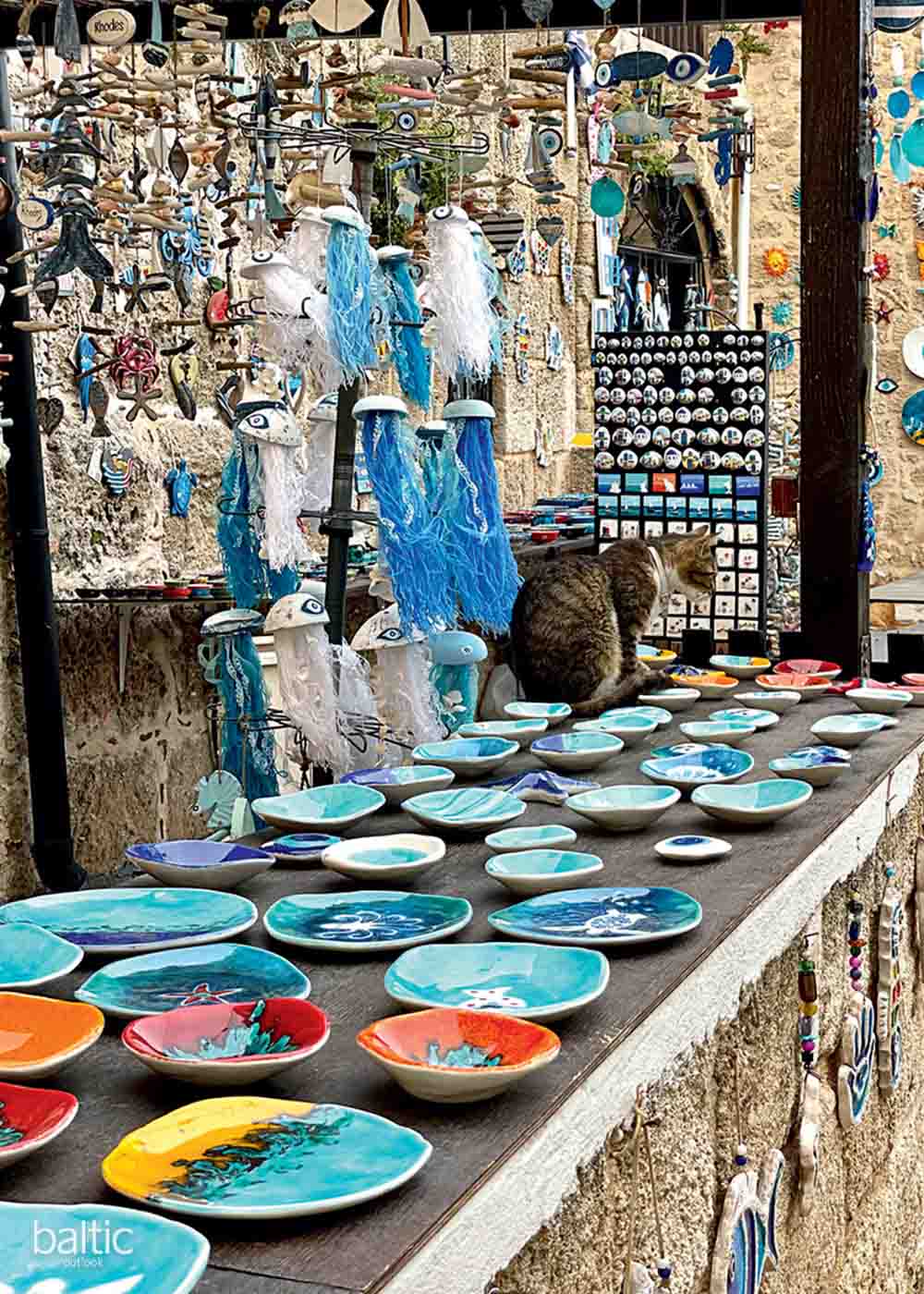 Souvenir shop selling ceramics on Rhodes island Greece