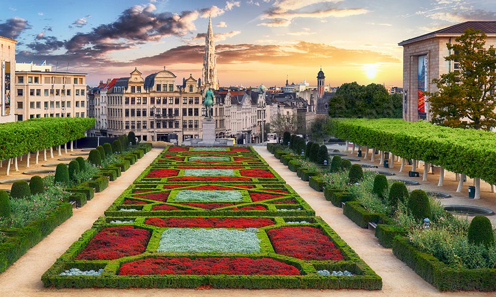 Gardens in Brussels city center Belgium