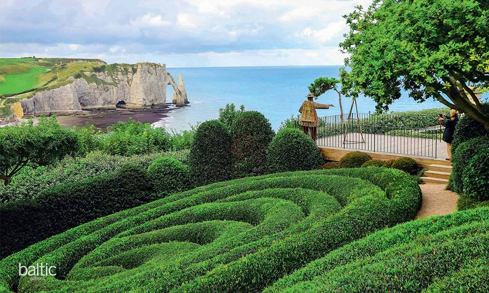 Les Jardins d’Étretat on a chalky cliff on the Alabaster Coast in Normandy France