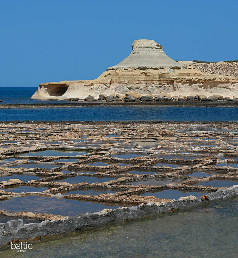 Malta iconic salt pans in Gozo Xwejni bay