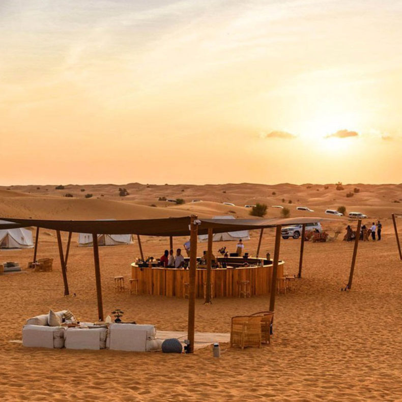 Sunset lounge in the desert in Dubai