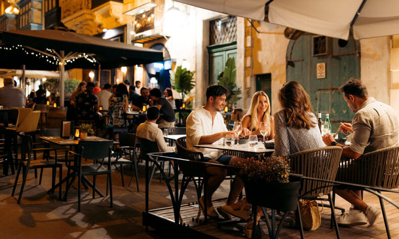 People having dinner at some of the city’s finest restaurants in Valletta