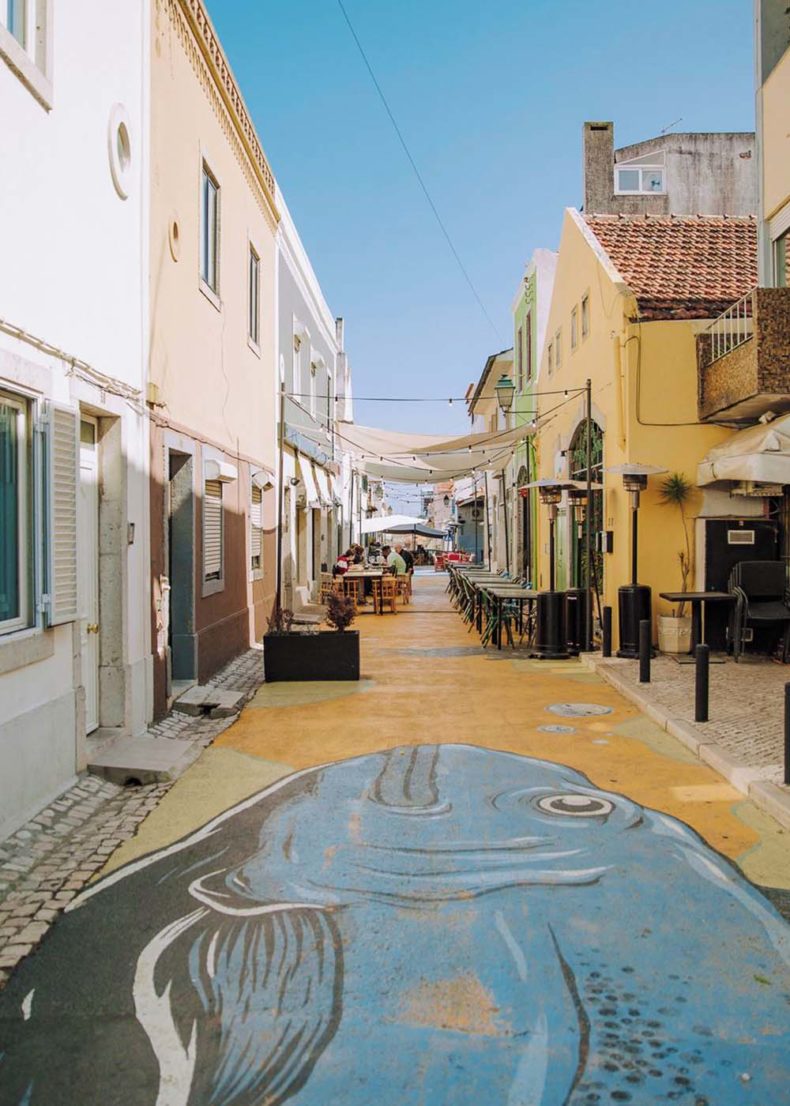 Cascais restaurant district - the yellow street