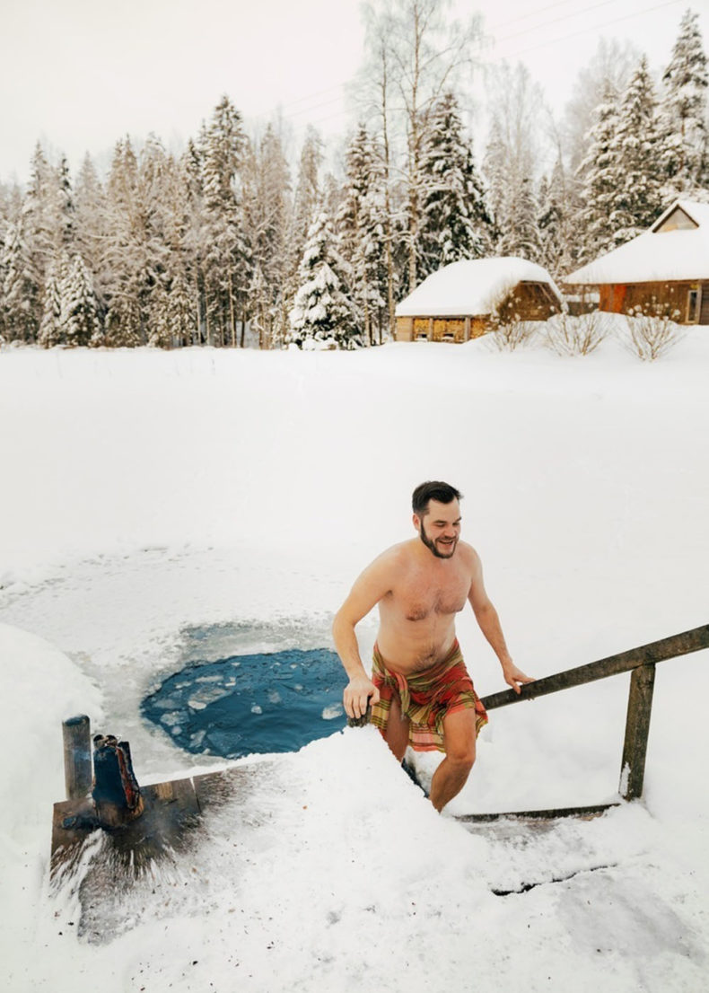 Enjoy ice hole swimming in Estonia