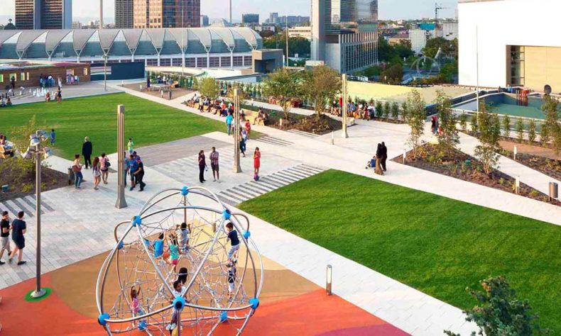 Scenic Skyline plaza rooftop