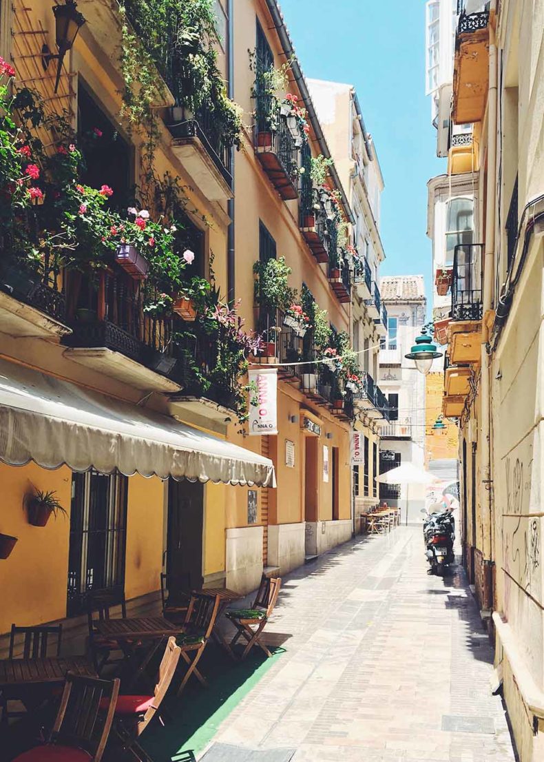Narrow streets in Malaga