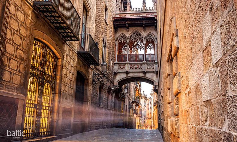 Streets in the Gothic Quarter in Barcelona