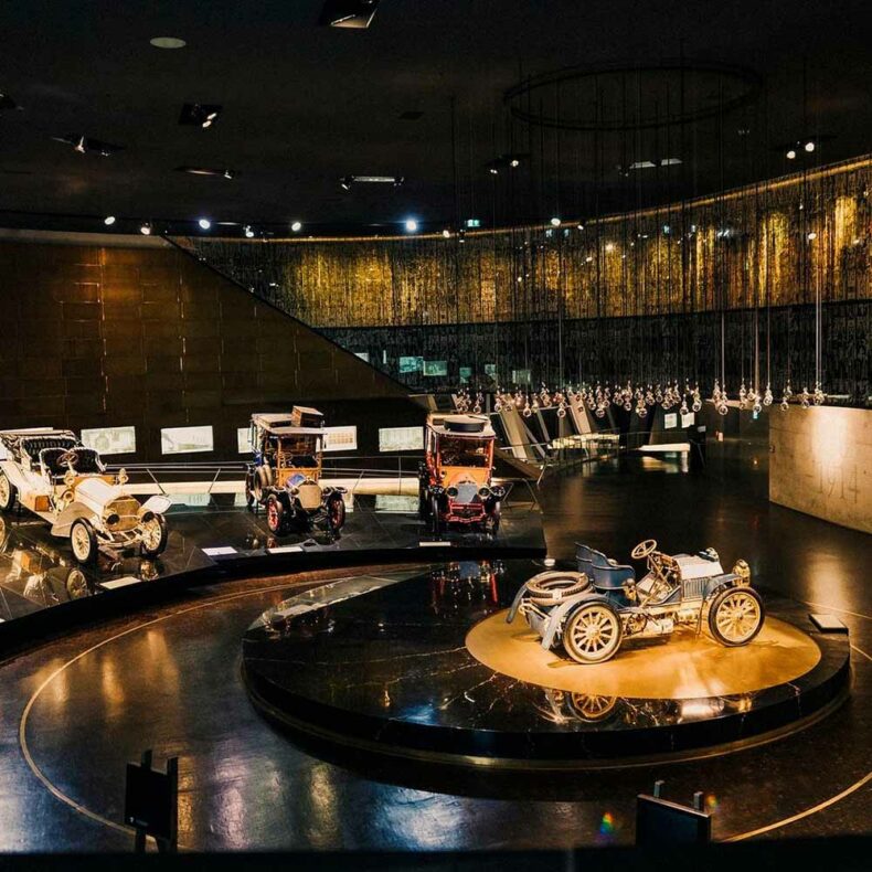 You can book a tour at the Mercedes-Benz museum to see the car production process