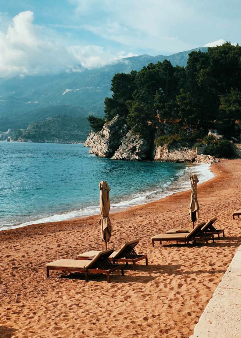 Enjoy picturesque Sveti Stefan Beach nearby