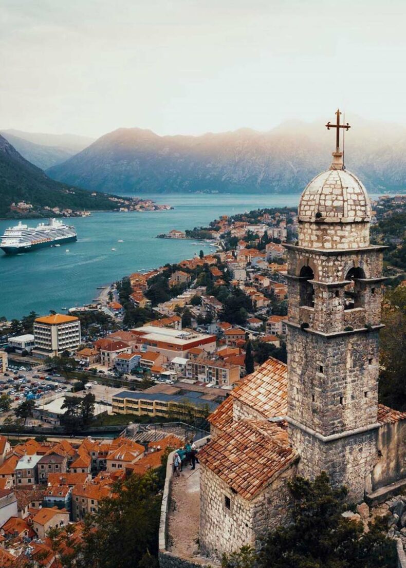 The most scenic way to enter the Kotor city is by boat