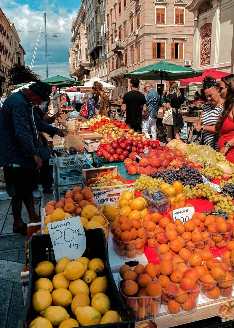 Rijeka’s colourful market takes place in three 19th-century pavilions