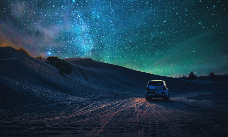 The night ride in the Dubai desert