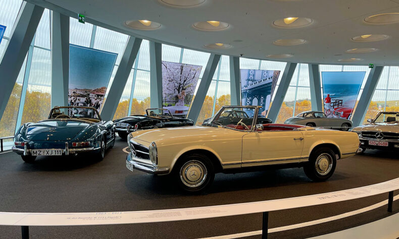 Classic Mercedes cars at the Mercedes Museum in Stuttgart