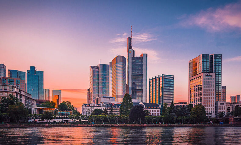 Sunset view of Frankfurt city