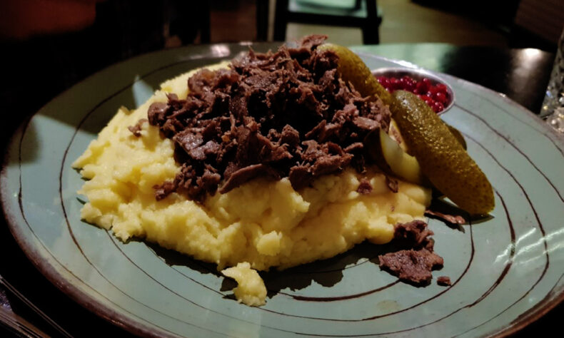 Taste the Finn dish - poronkäristys, a sautéed reindeer meat