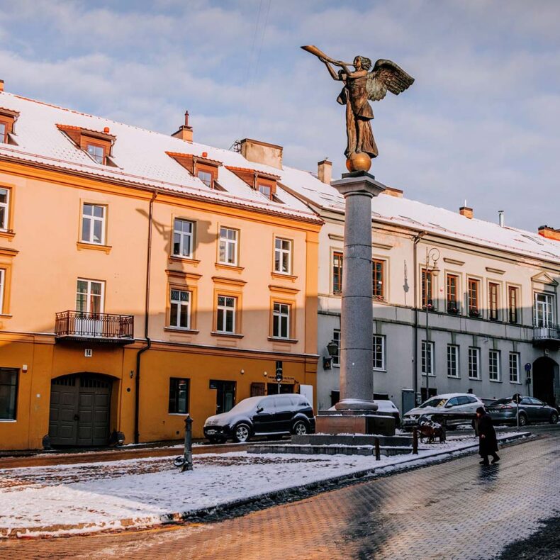 The Angel of Užupis a sunny winter day