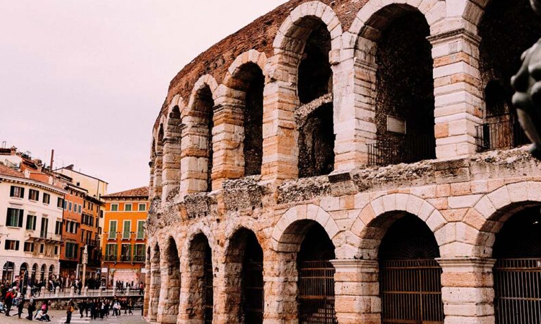 The well-preserved Roman amphitheatre in Verona from the 1st century CE