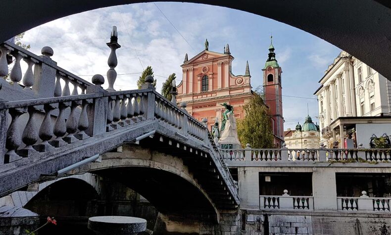 A part of the famous Triple Bridge in Ljubljana