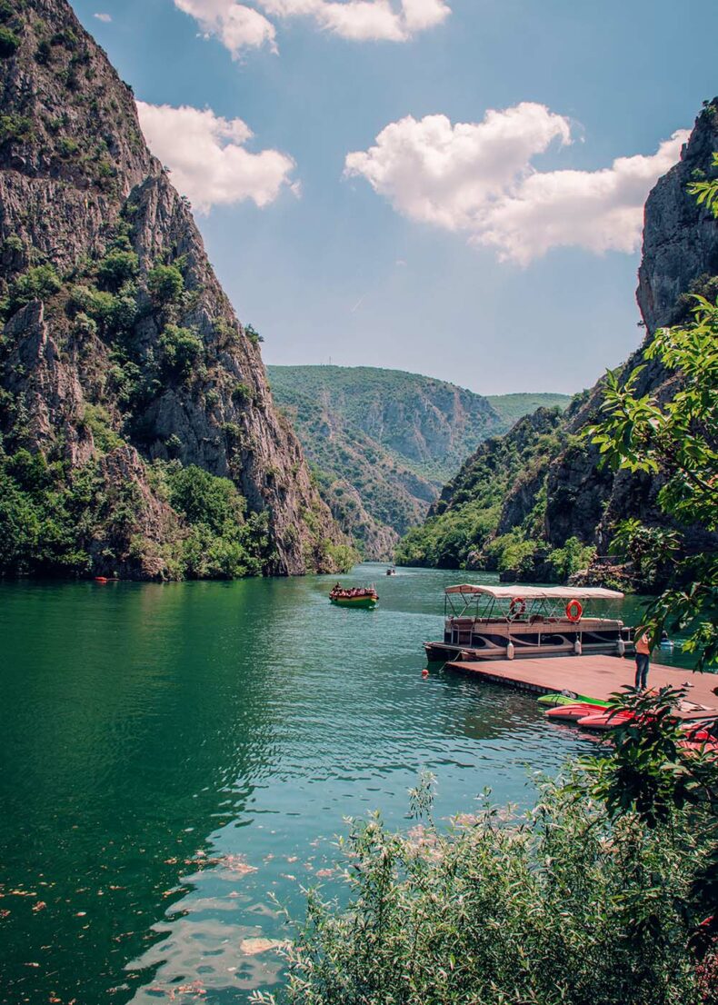 The impressive Matka Canyon, with towering cliffs and a crystal-clear river