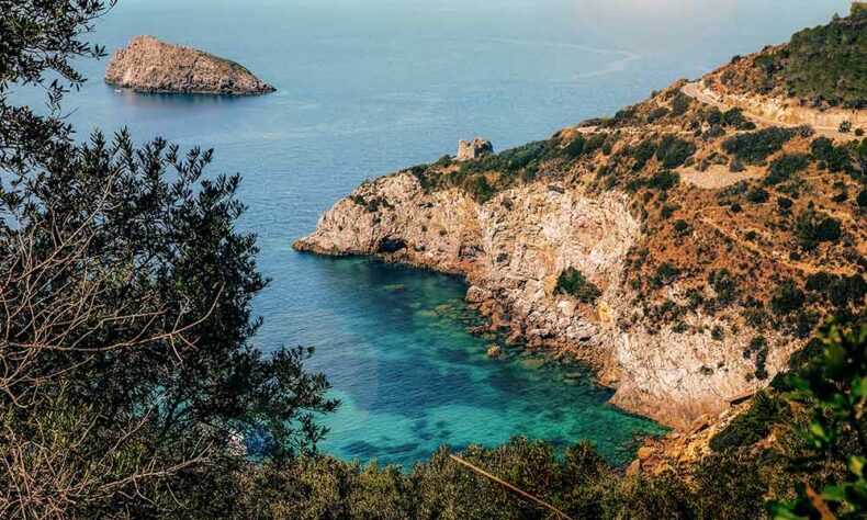 The view of part of the Giglio island, which is the second largest island of the Tuscan Archipelago