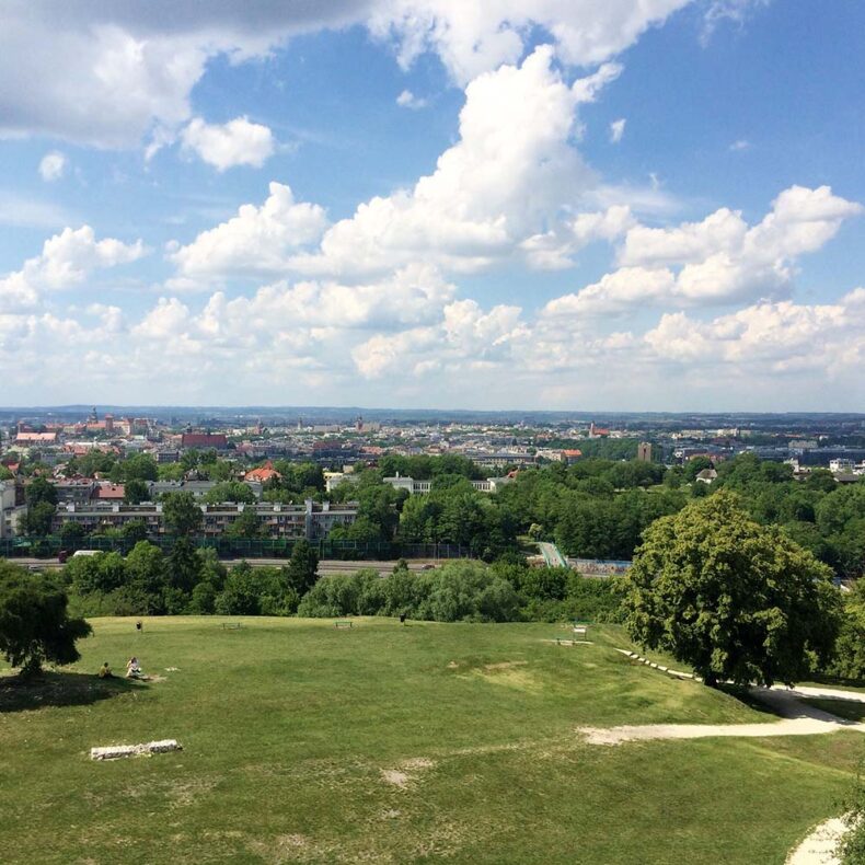 View of Krakow city from the Krakus Mound