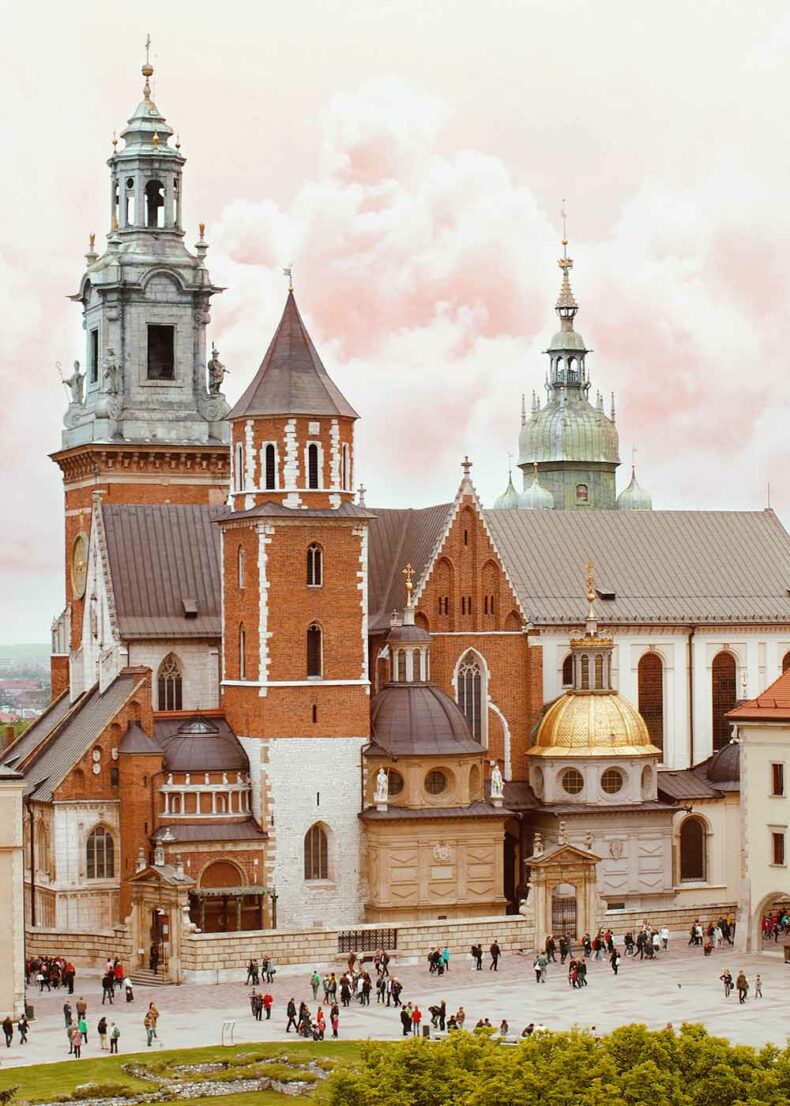 Wawel Castle is located on the hill above the Vistula River and towering over the Old Town