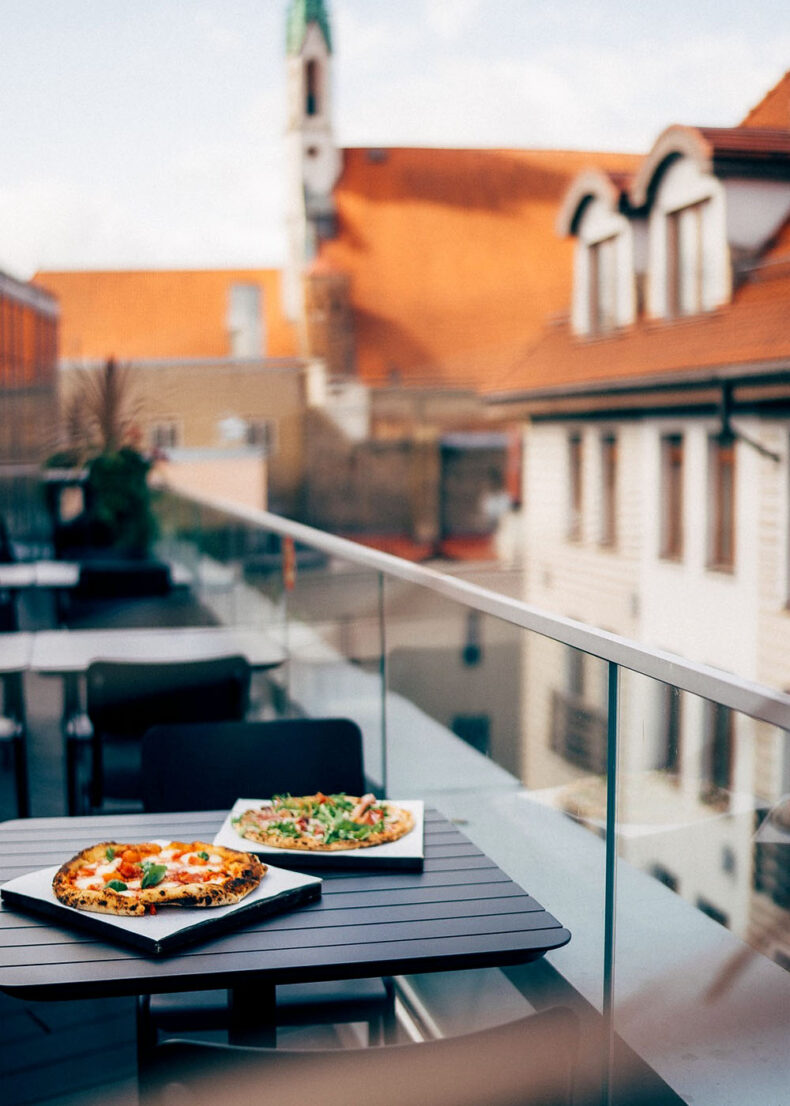 Burzma offers a dining experience with breathtaking panoramic views of Riga’s Old Town