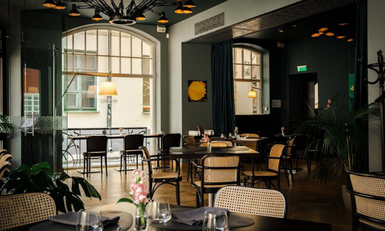 Restaurant Neiburgs is located on the ground floor of the boutique hotel