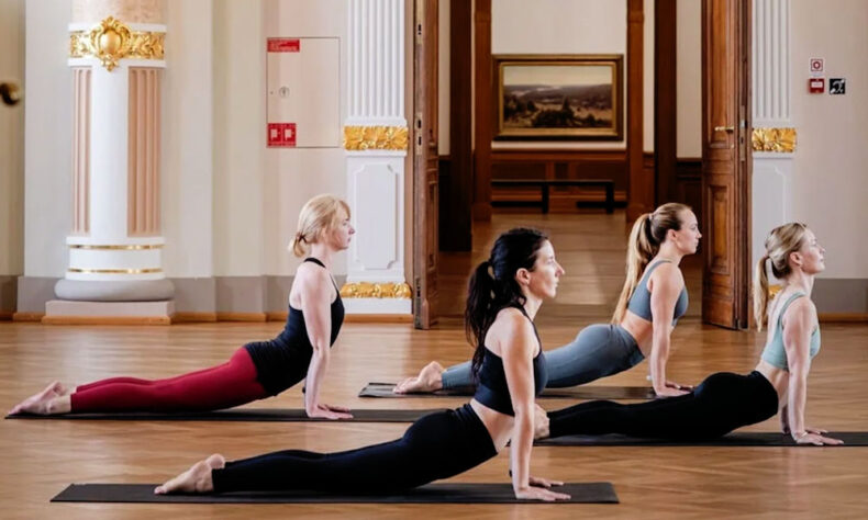 Start your morning with an invigorating yoga session at an art gallery