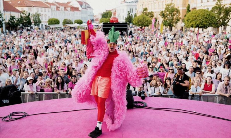 Vilnius city celebrating its annual Pink Soup festival