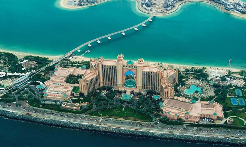 An aerial view of the Atlantis, The Palm in Dubai