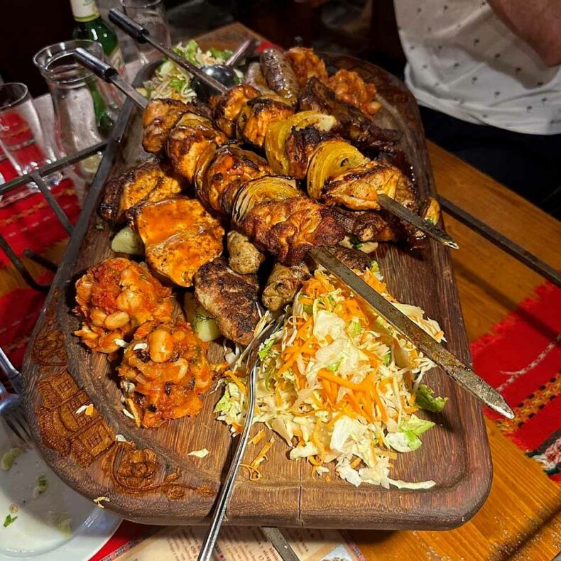 Bulgarian food from the traditional restaurant Hadjidraganov's Cellars